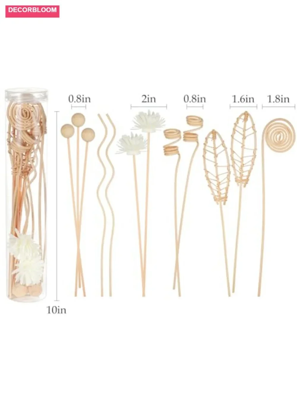 Rattan Reed Diffuser Sticks Set of 12 with Flowers Home Fragrance